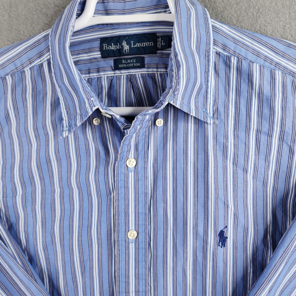 Ralph Lauren Blake Striped Button Down Shirt Men's Long Sleeve Cotton Size L